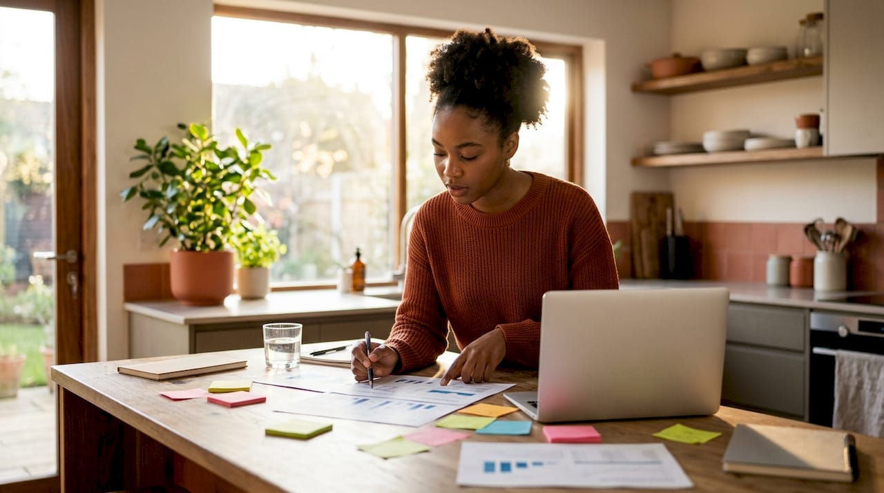 Woman reviewing custom ecommerce reports at desk