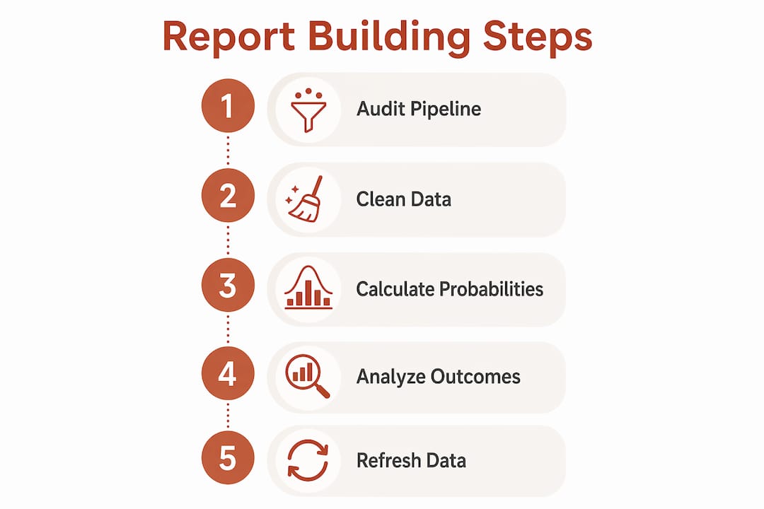 Infographic depicting steps to build predictive sales report