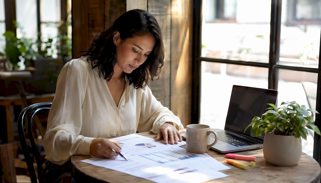 Data analyst working on advanced reporting laptop