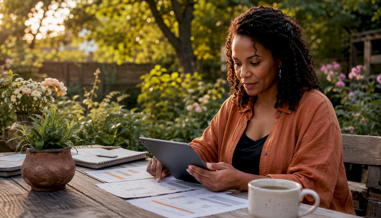 Woman analyzing purchase association data