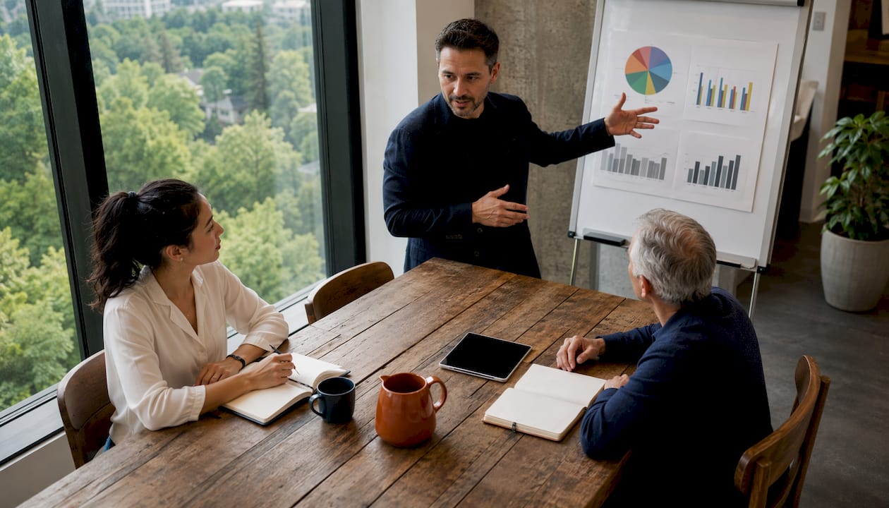 Business team discussing customer retention
