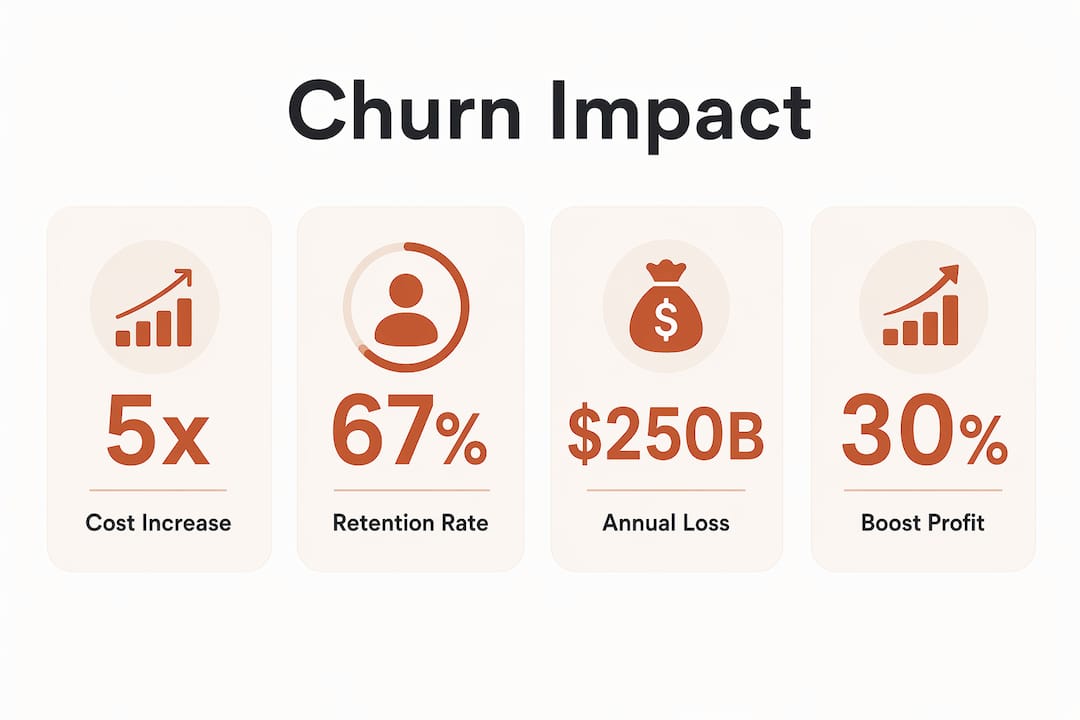 Infographic showing key churn impact statistics