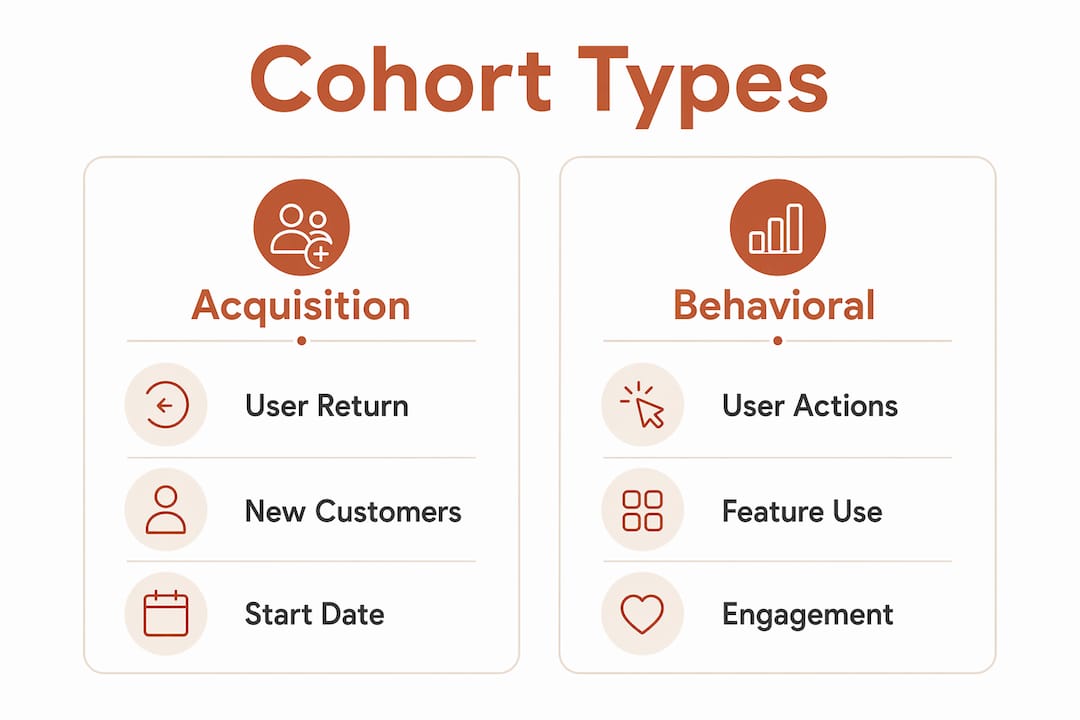 Infographic contrasting cohort analysis types