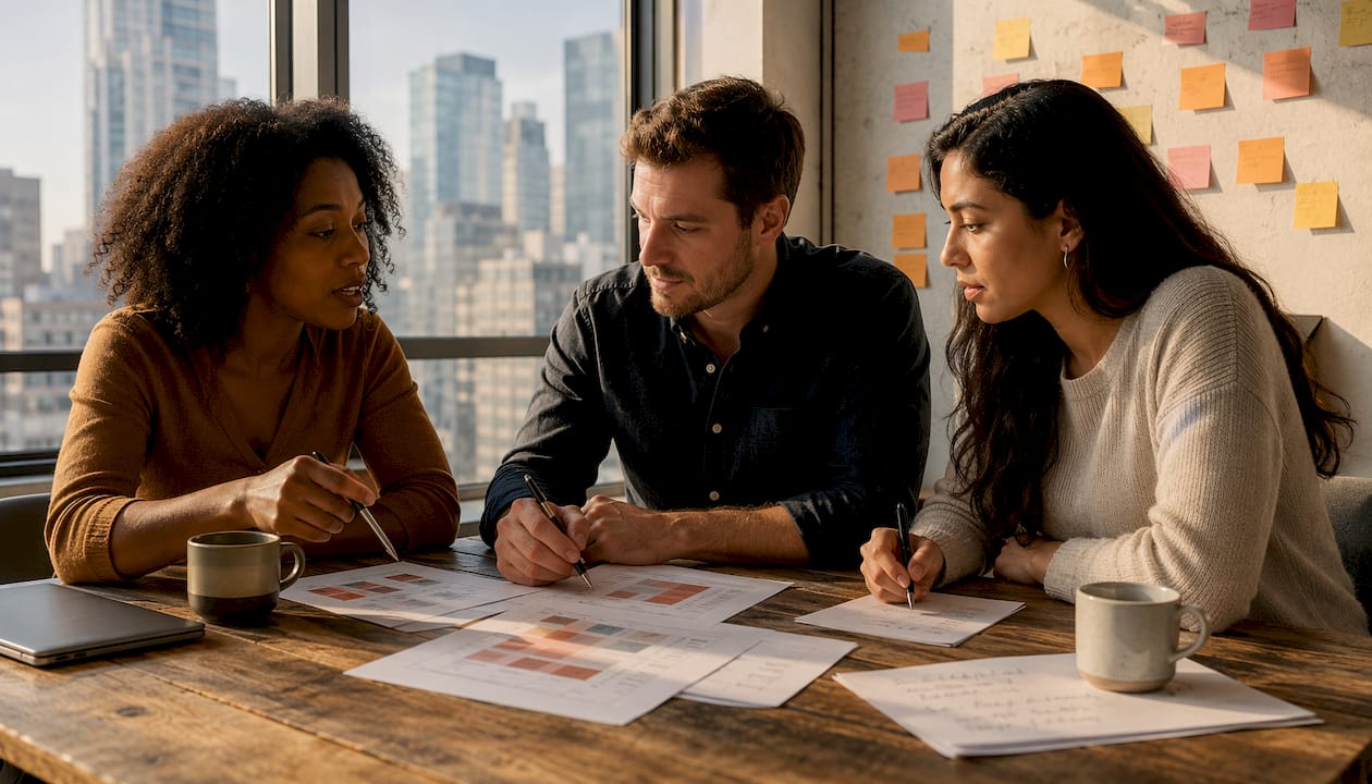 Team discussing RFM customer segments