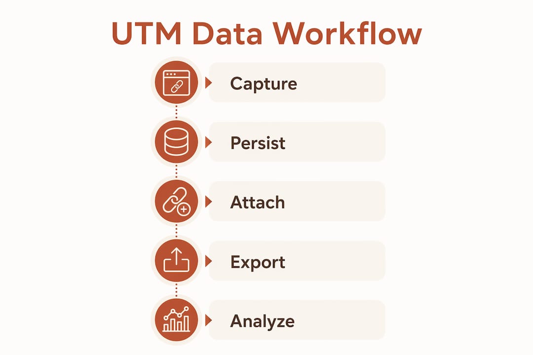 Infographic showing UTM data workflow steps