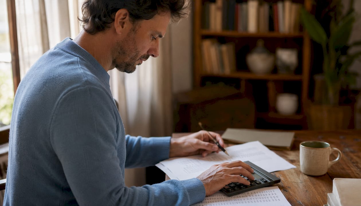 Hands calculating average order value on paper