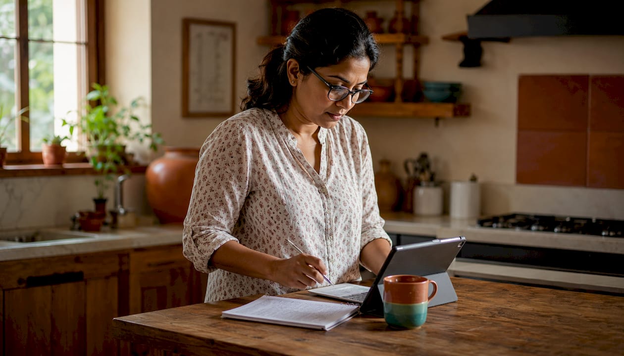 Woman analyzing e-commerce data on tablet