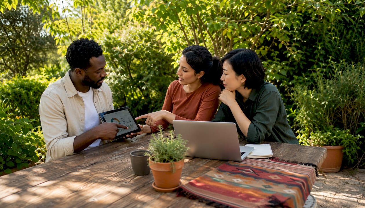 Diverse team discussing e-commerce software