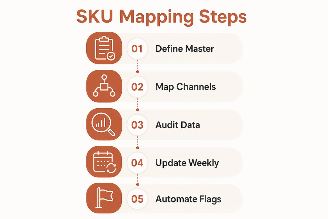 Infographic of SKU mapping step-by-step process