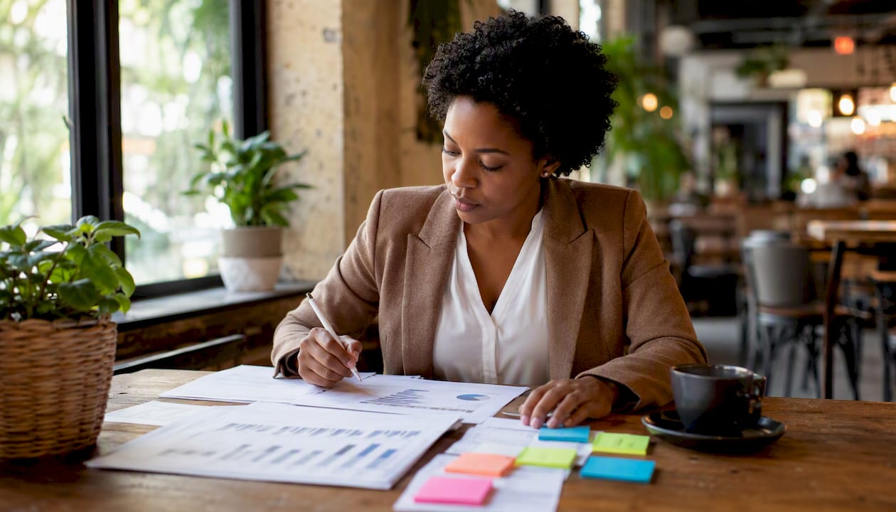 Marketing analyst reviewing SKU data reports