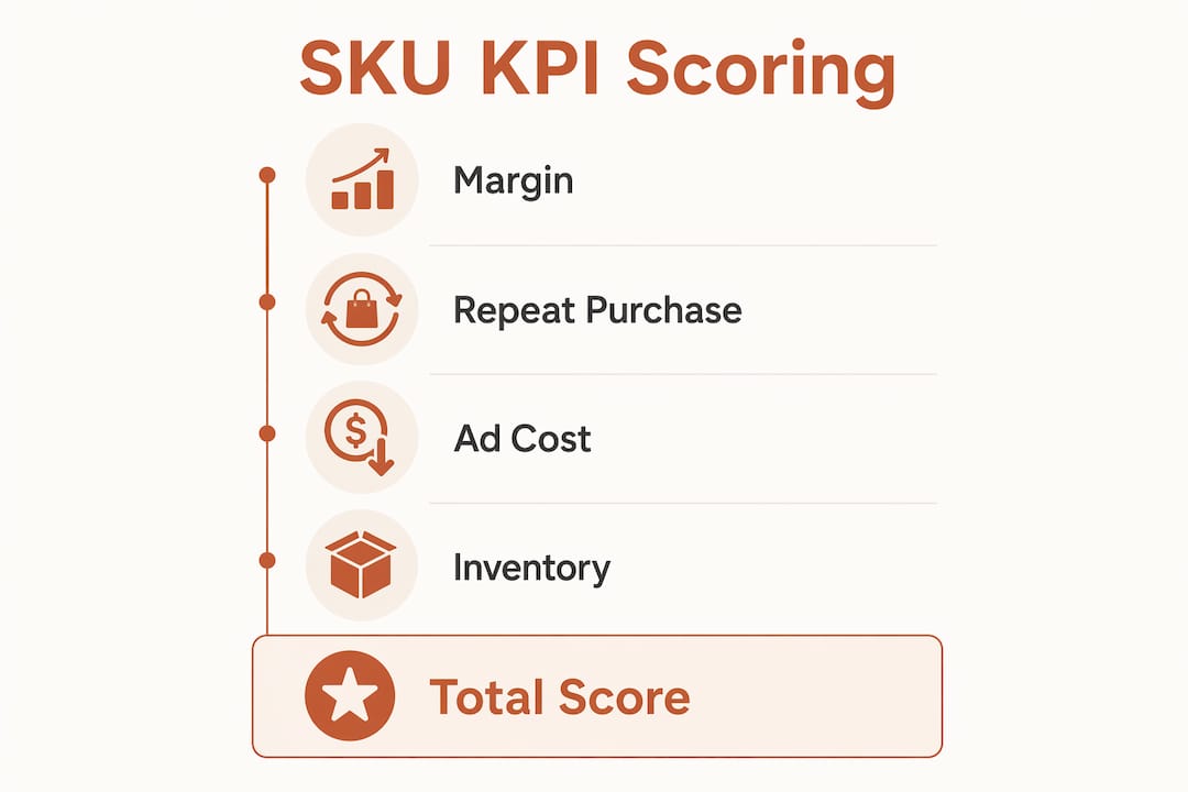 Infographic illustrating SKU marketing KPI scoring