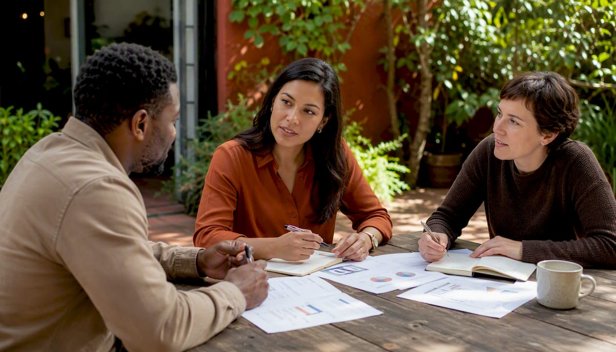 Team discussing cohort analysis reports