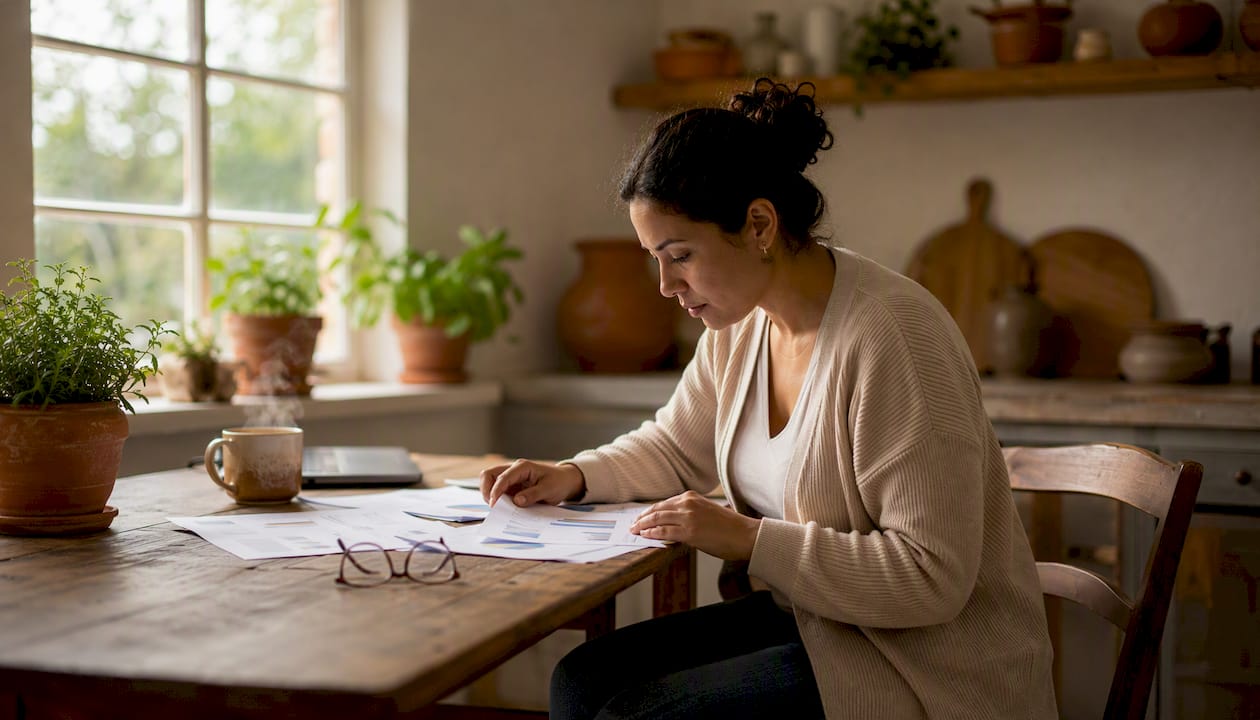 E-commerce manager reviewing sales data at desk