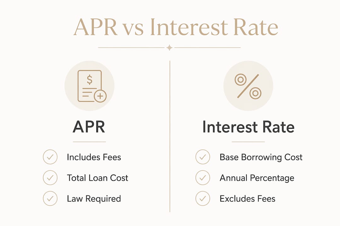 Infographic comparing APR and interest rate features