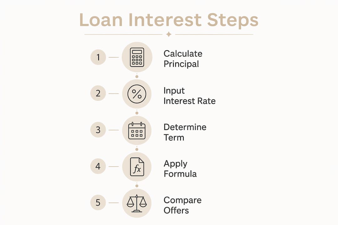 Infographic outlining car loan interest calculation steps