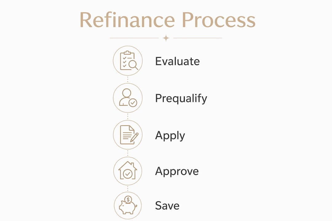 Infographic illustrating five-step refinance process