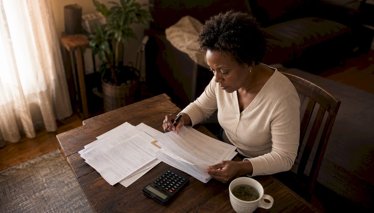 Woman reviewing private-party auto loan documents