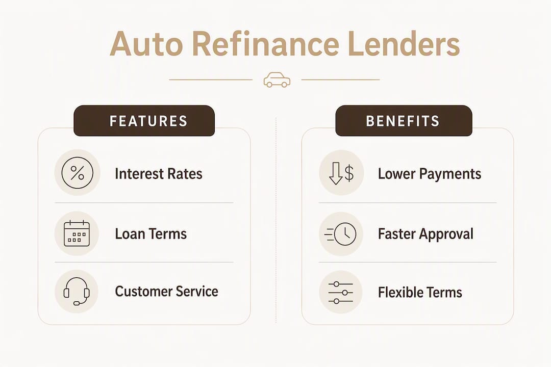 Infographic comparing auto refinance lenders features and benefits