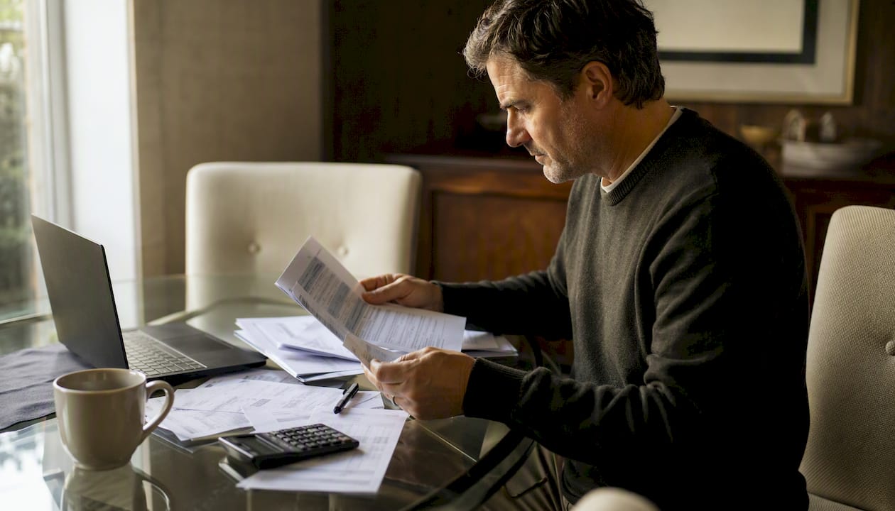 Man reviewing electric car loan documents
