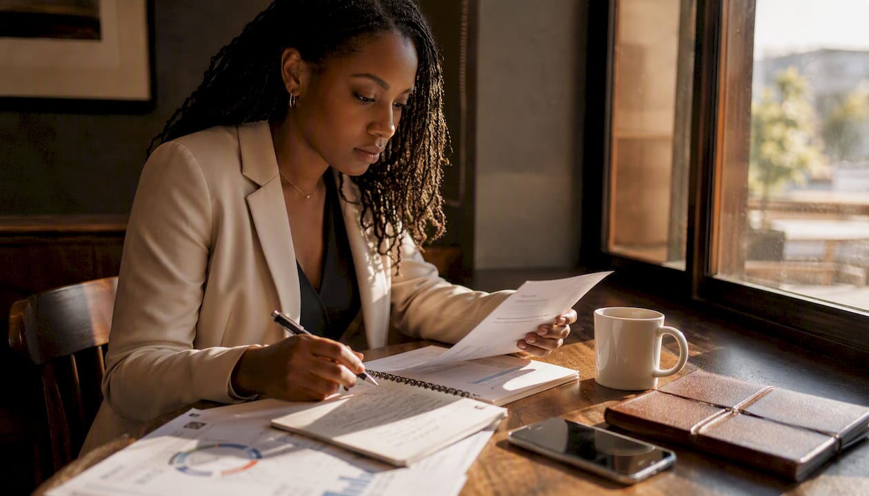 Hands handling credit score and loan documents