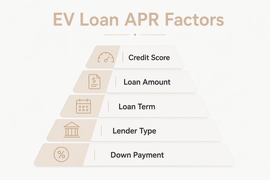 Infographic illustrating key factors affecting EV loan APR