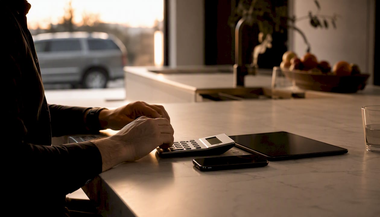 Hands calculating car loan negative equity
