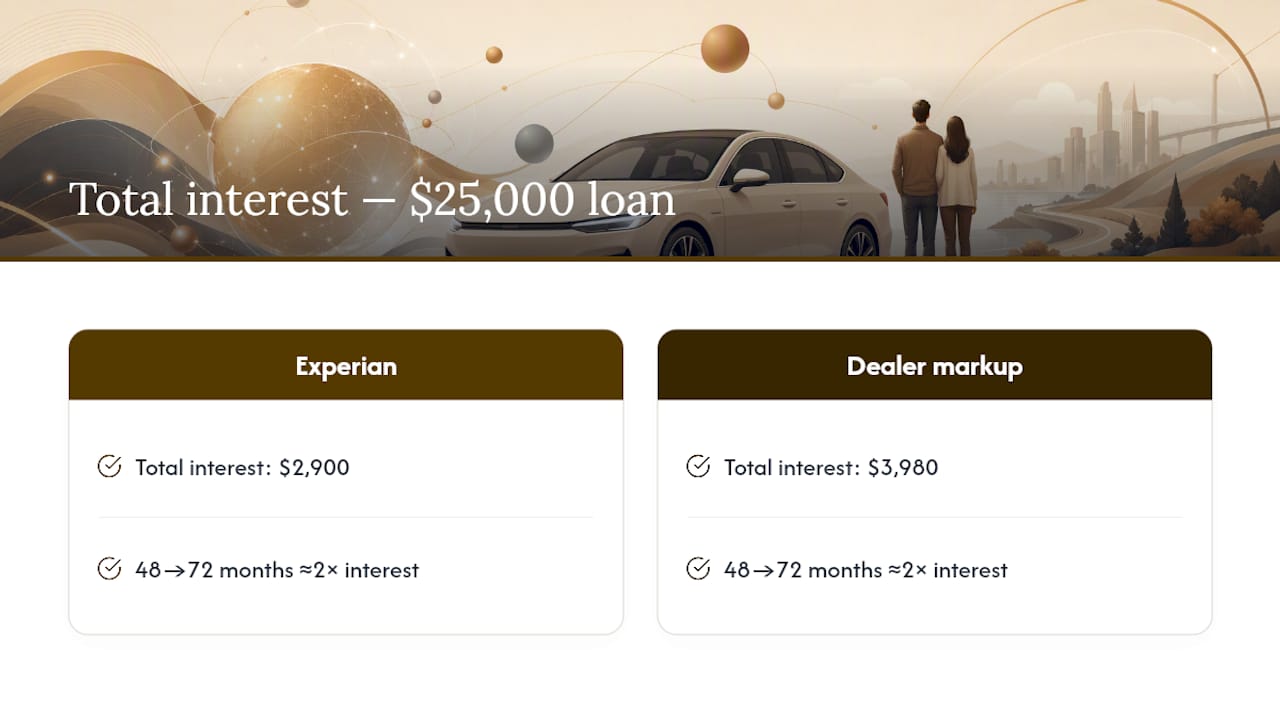 Diagram comparing total interest costs at different APRs and loan lengths