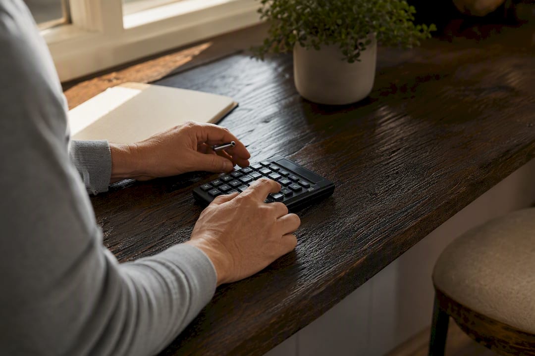 Hands calculating monthly payments
