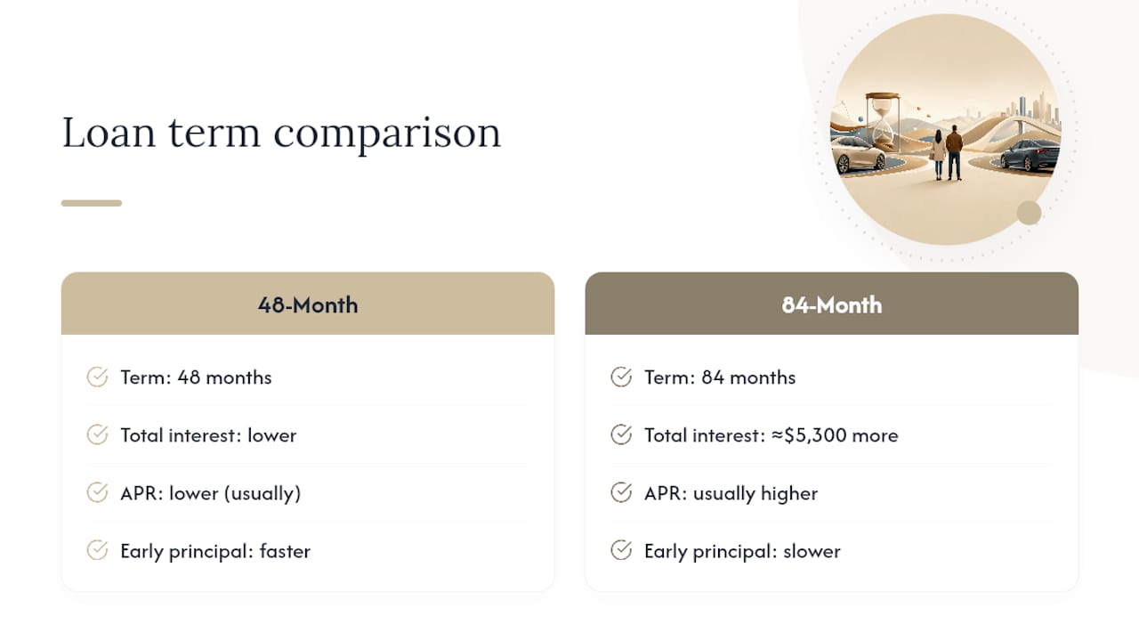 48-month versus 84-month loan cost comparison