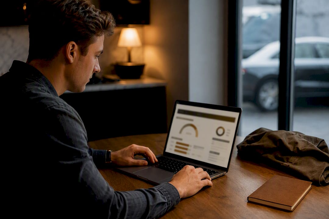 Buyer checking auto score before car shopping