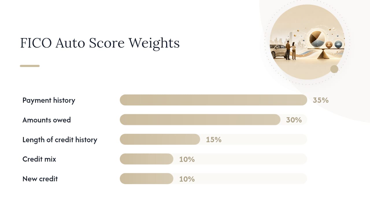 FICO score factors and percentage weightings