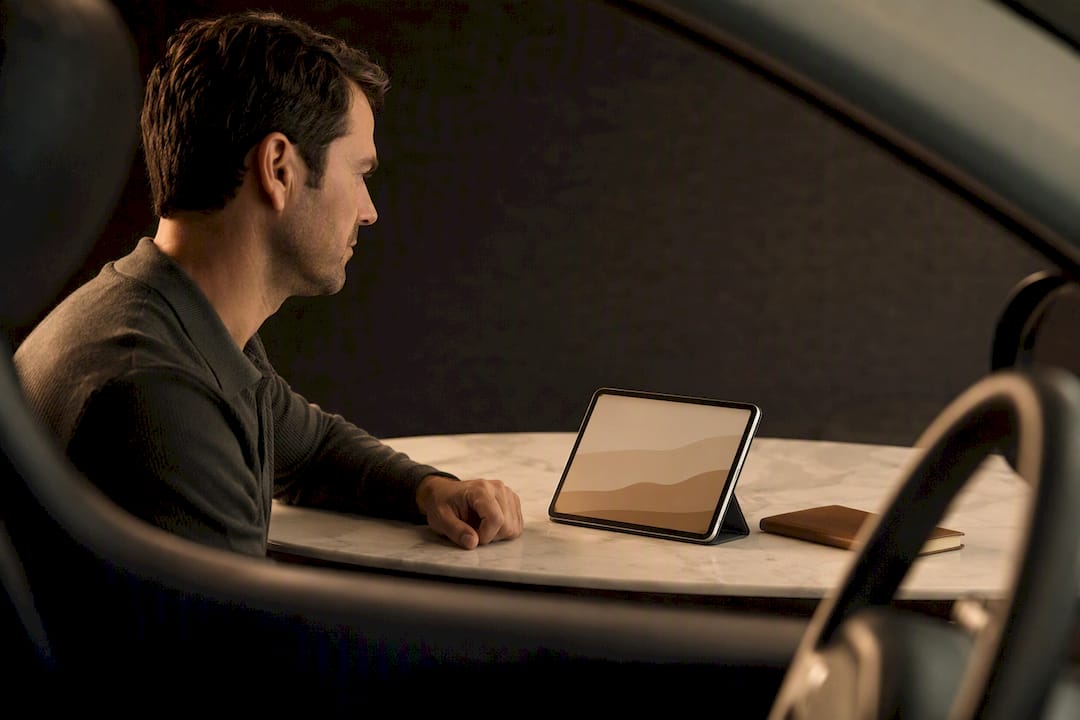 Abstract auto loan rate research beside vehicle