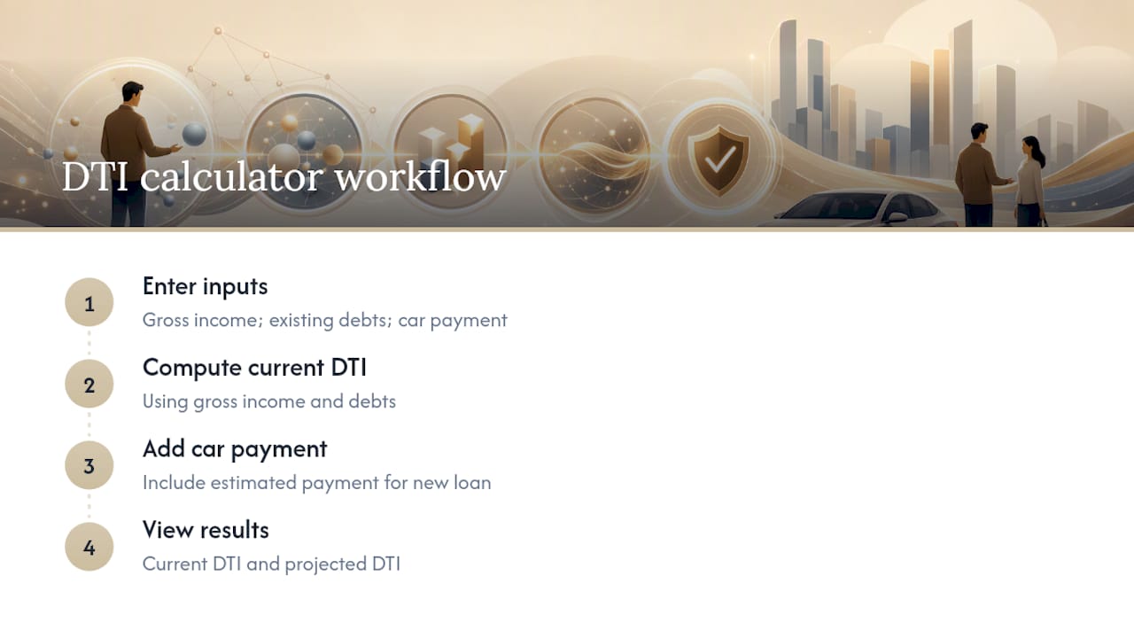 DTI calculator inputs and projected results
