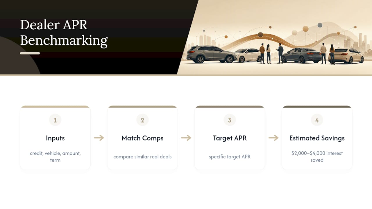 Auto loan APR benchmarking workflow
