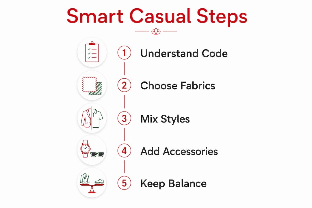 Infographic showing smart casual style steps