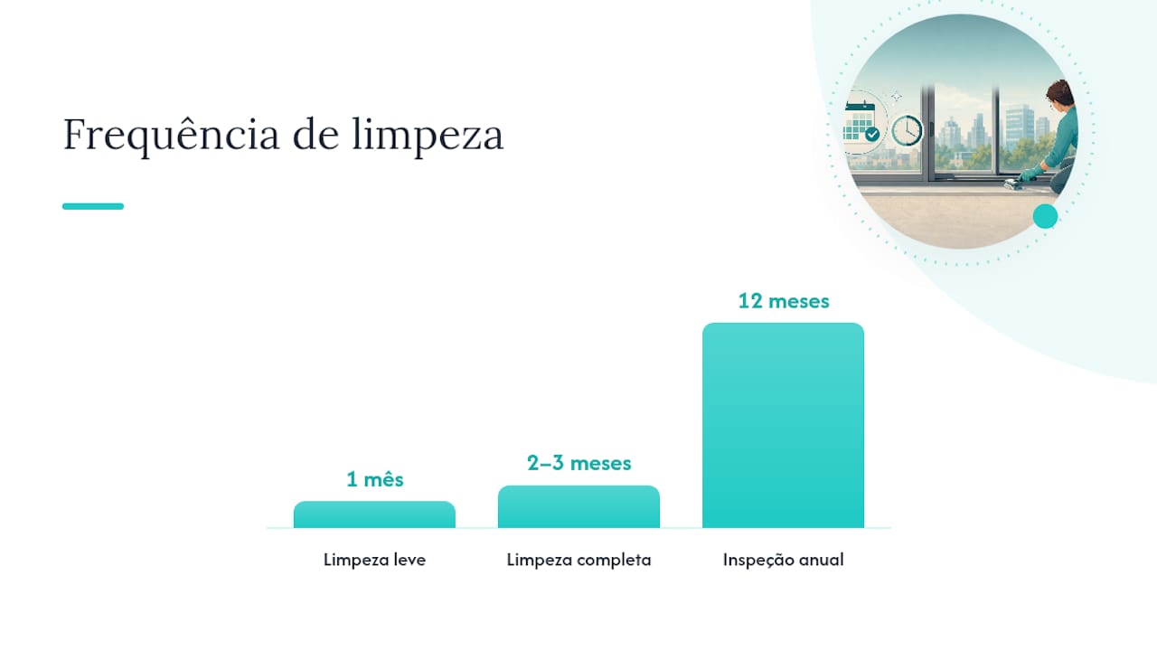 Com que frequência limpar e quando pedir ajuda — overview diagram