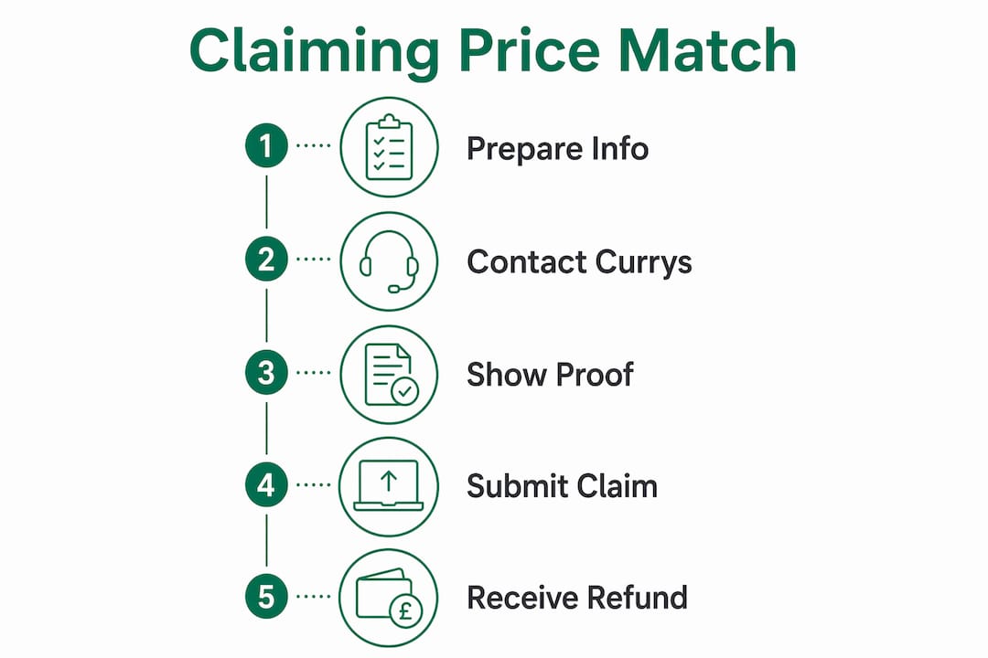 Infographic of Currys price match claim steps