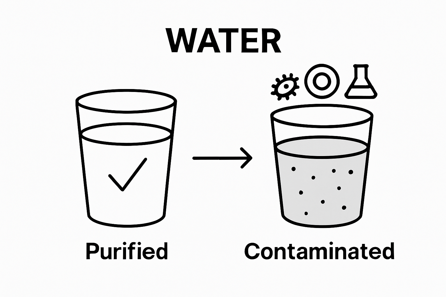 Infographic comparing purified and contaminated tap water