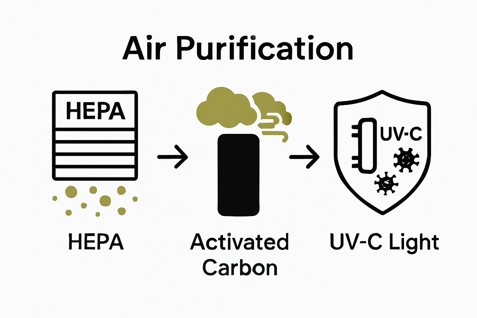 Three core air purifier technologies visual comparison
