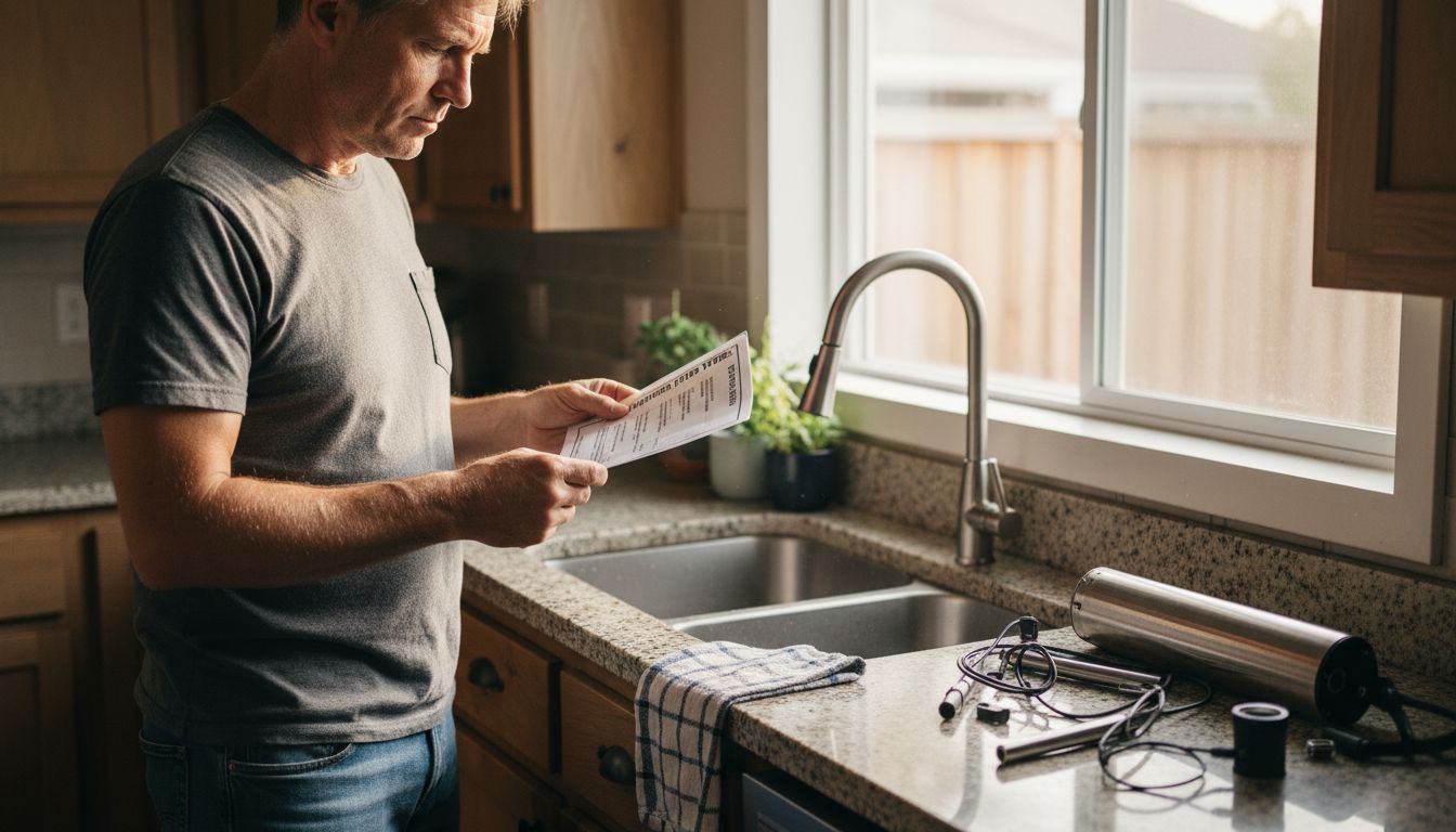 Homeowner reviewing UV system installation steps
