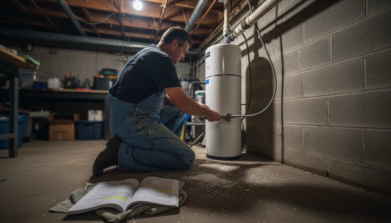 Man performing water filter maintenance