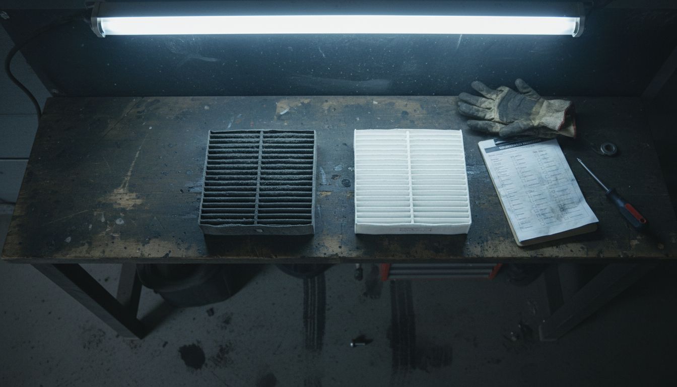 Old and new air filters side by side
