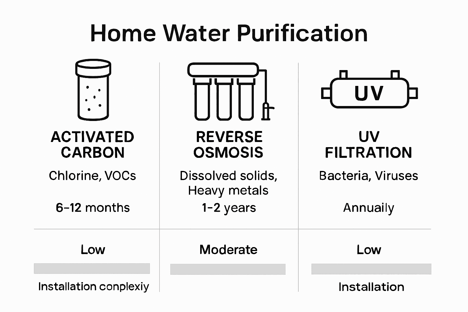 Infographic comparing water purification methods