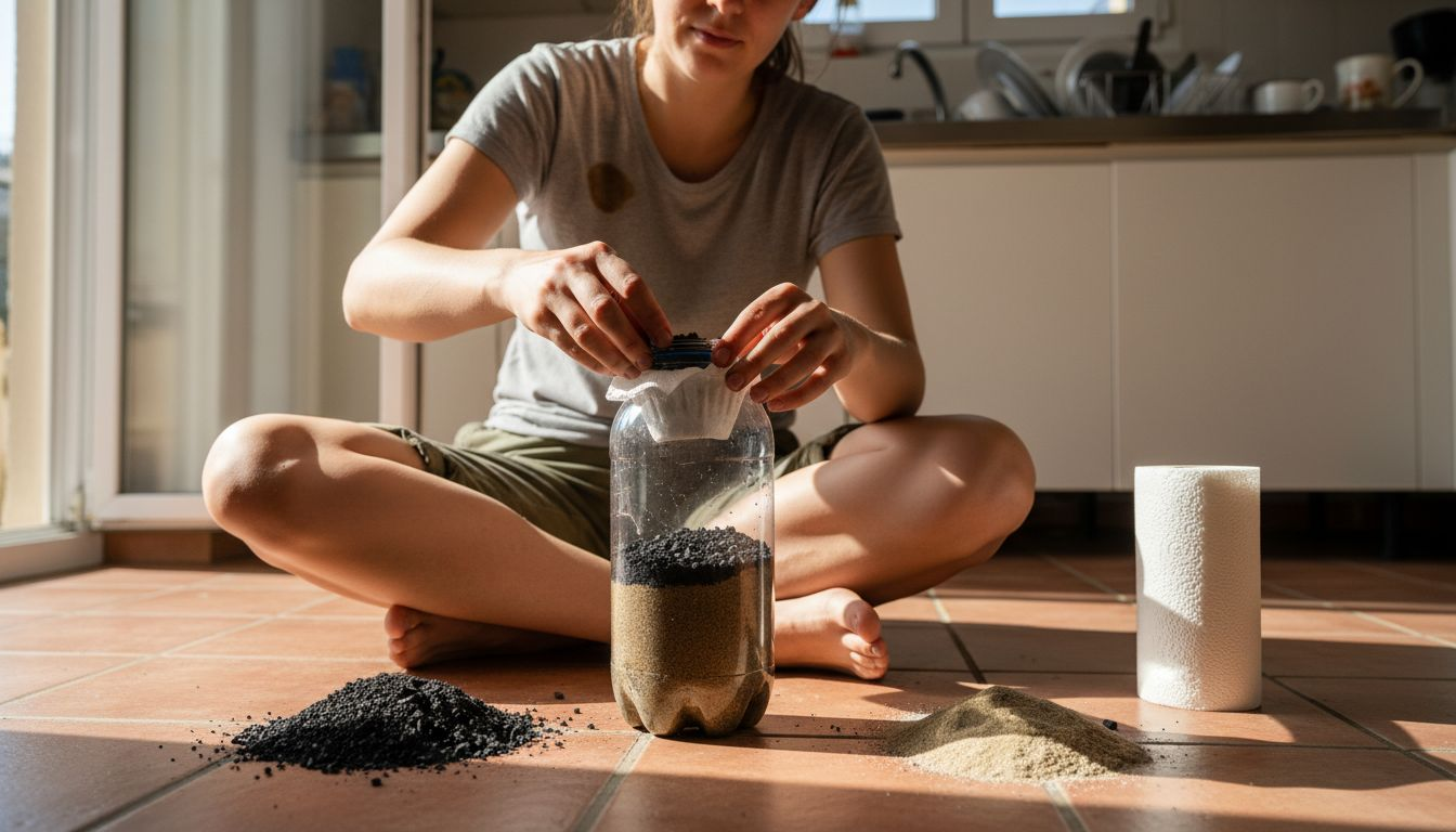 Building homemade water filter in kitchen