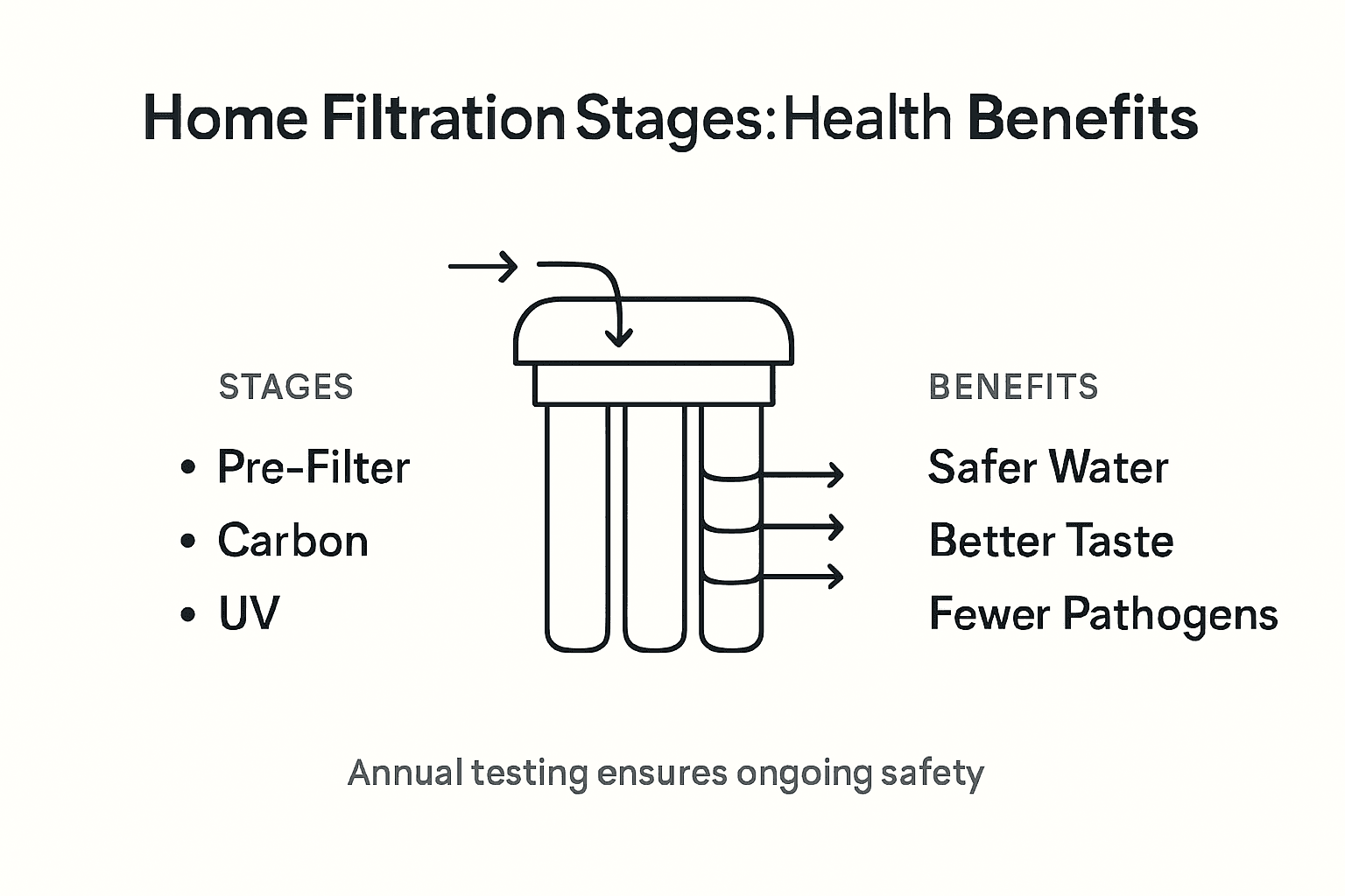 Infographic of filtration stages and health benefits