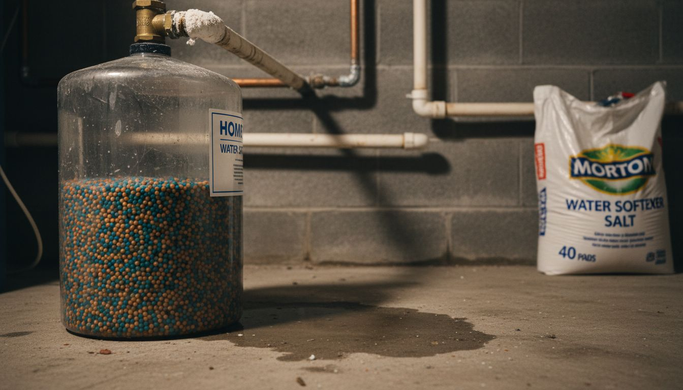 Water softener tank and resin beads detailed