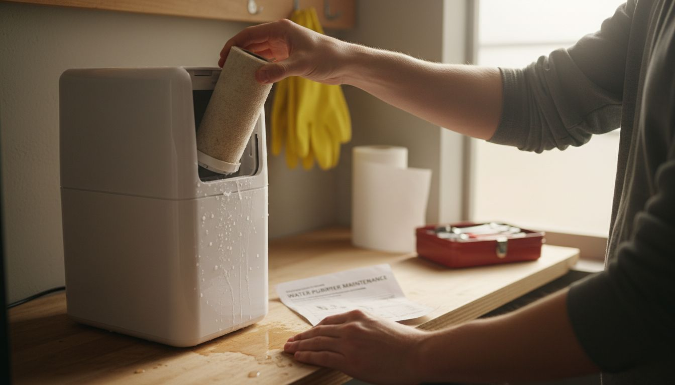 Person detaching water purifier filter