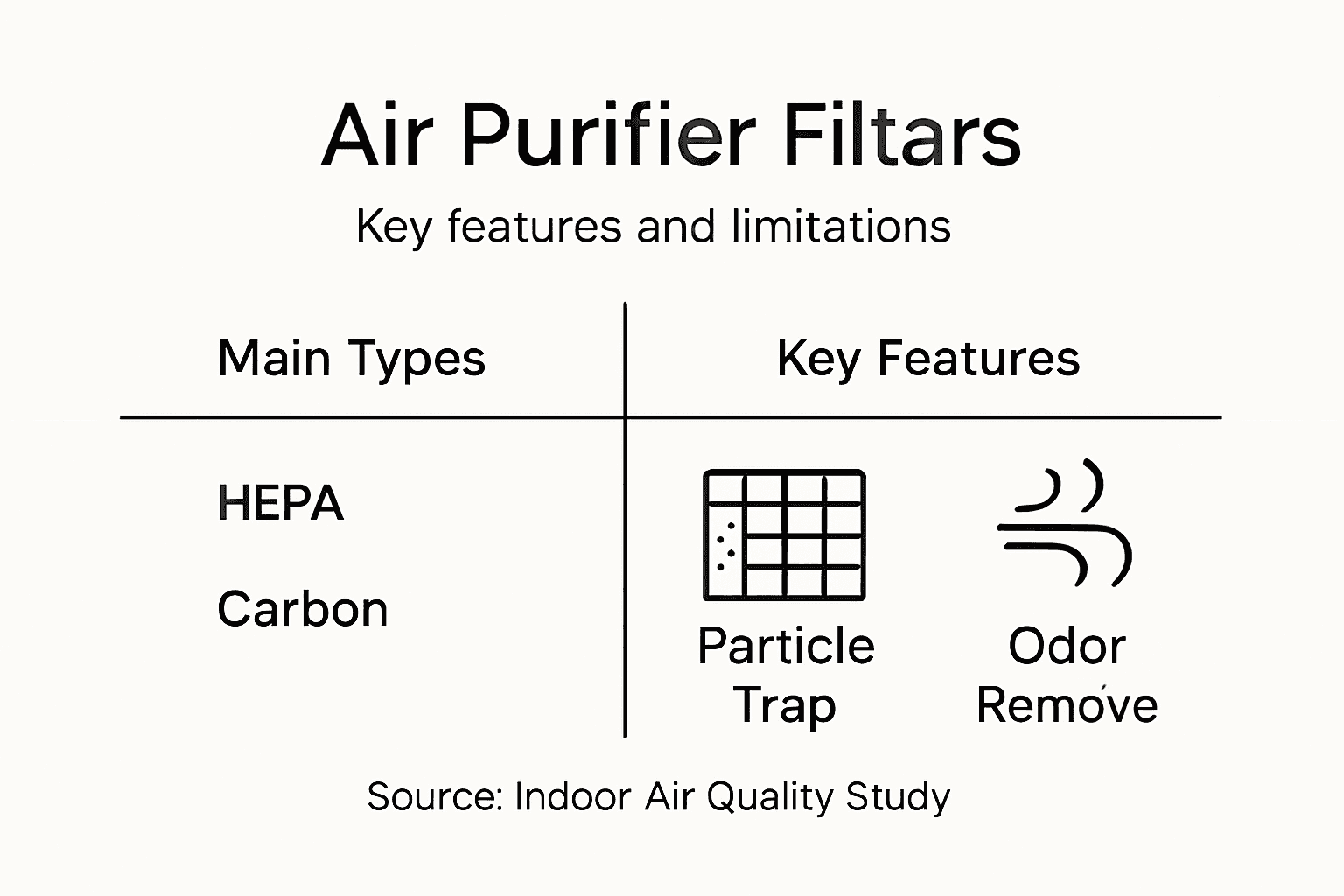 Infographic overview of air purifier filter types