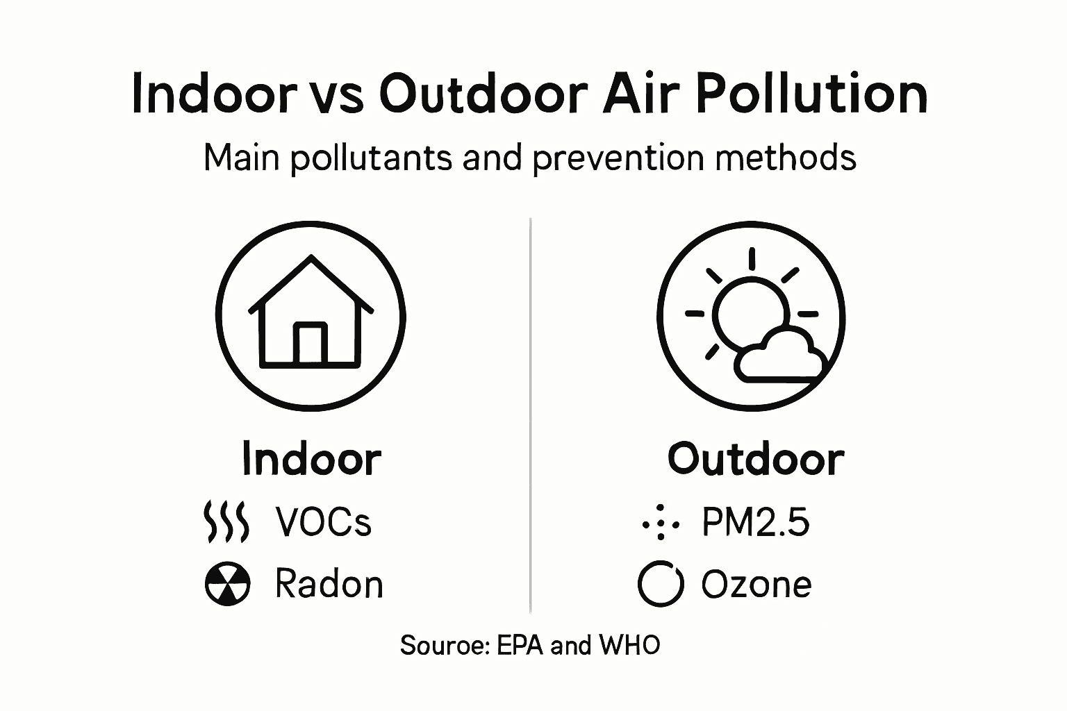Infographic comparing indoor and outdoor air pollution