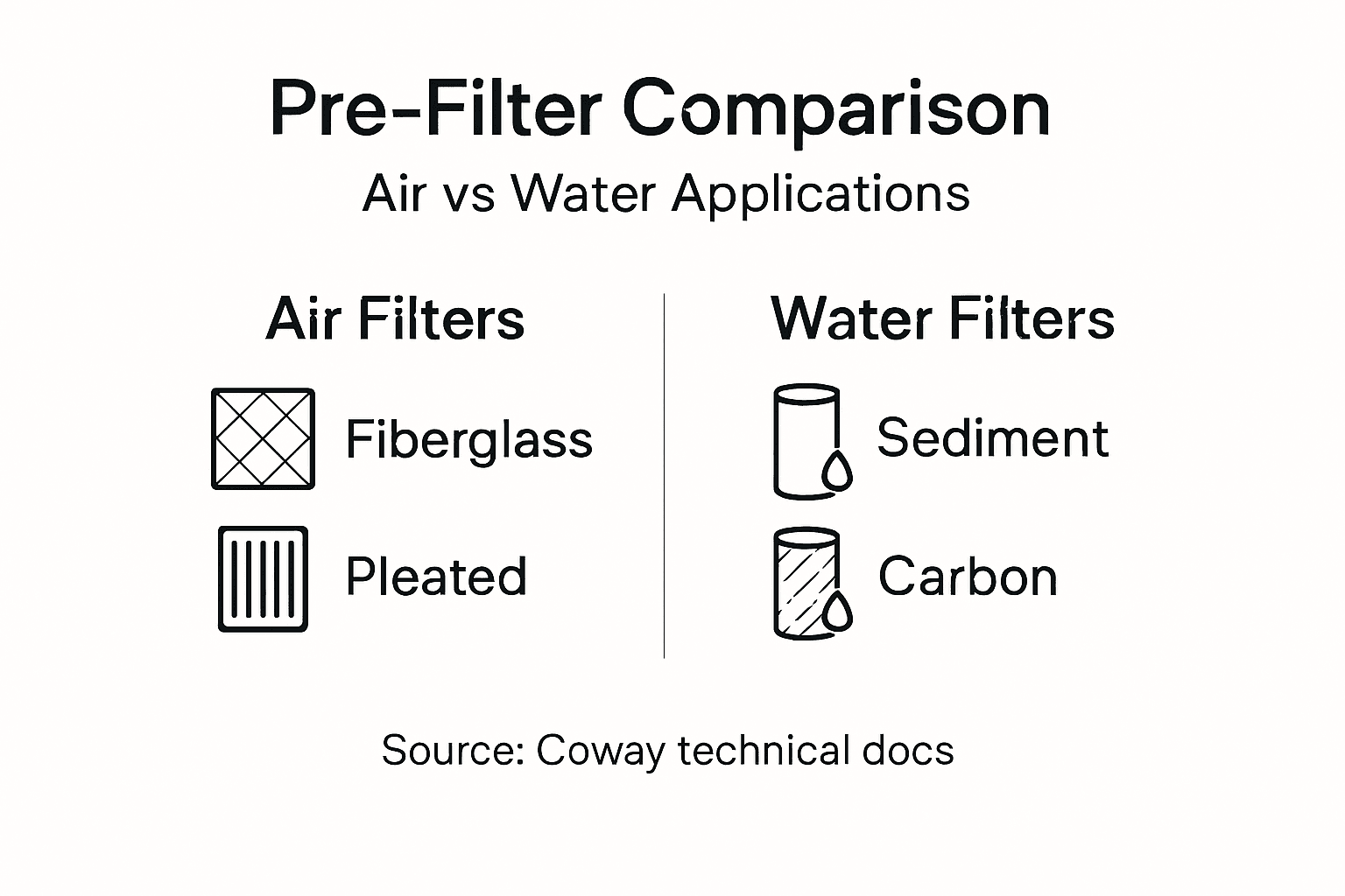 Infographic comparing air and water pre-filters